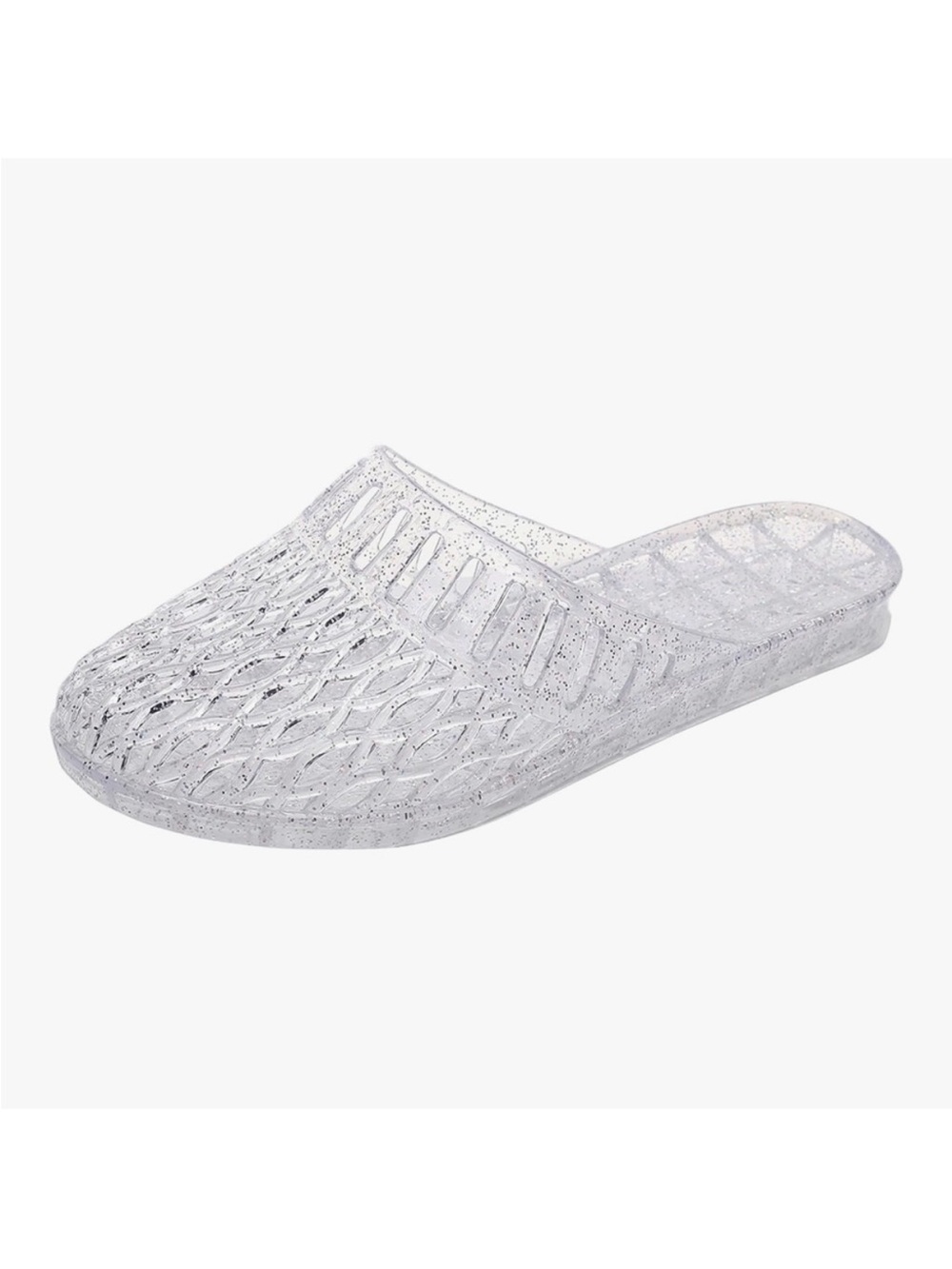 Women's Clear Glitter Jelly Slip-On Slides